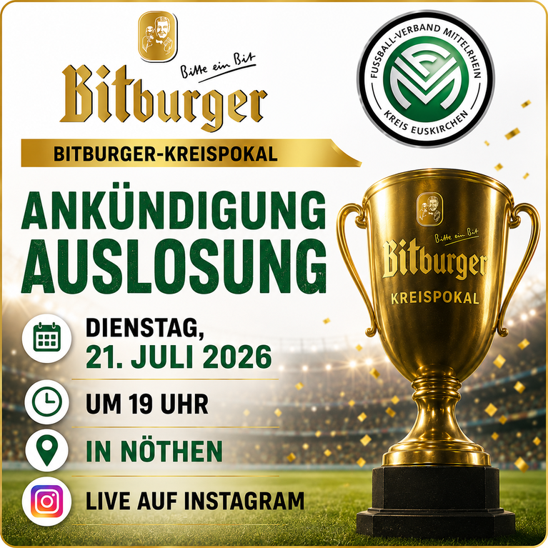 Auslosung 1. Runde Bitburger-Kreispokal