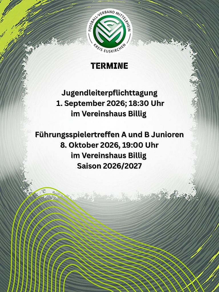 Termine Junioren und Juniorinnen